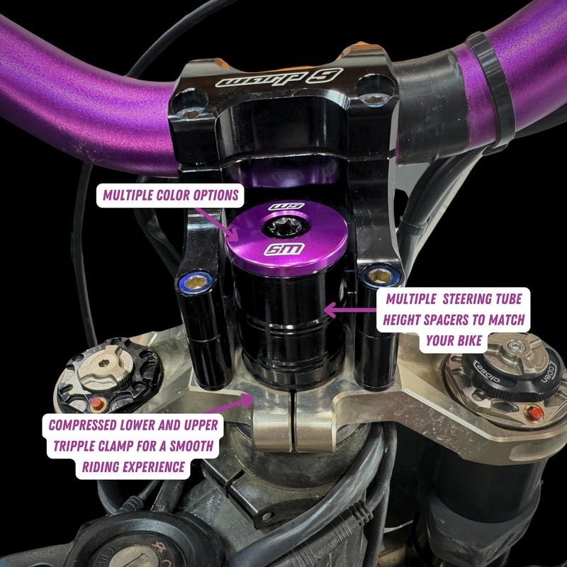 Warp 9 Stem Lock for E-Motos - Talaria, Surron, E-Ride Pro, 79Bike - Handlebar Stem Lock for Bar Mount, Stem Cap, Stem Spacers, Stem Bolt - Multiple Color Options - Electric Bike Part/Black - Image 3